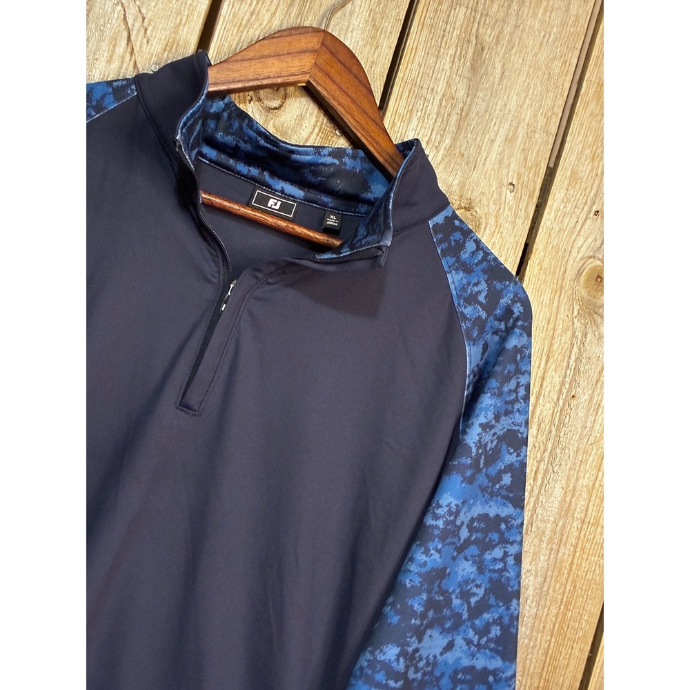 FootJoy Mens XL Navy Blue Camo Raglan Sleeve Quarter Zip Golf Pullover 28638